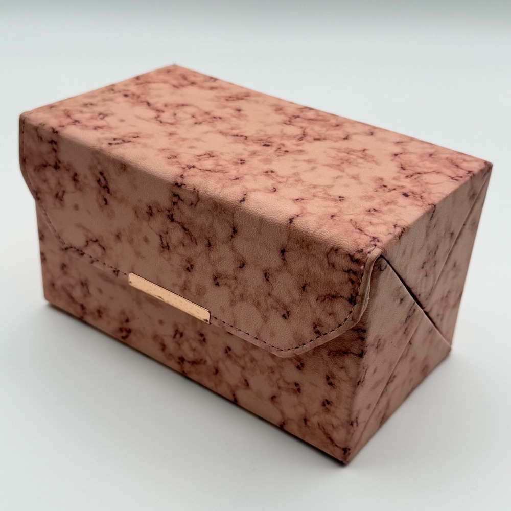ZiGi & MARAiS Marble Pink‎ Foldable Travel Jewelry Case with Mirror Organizer